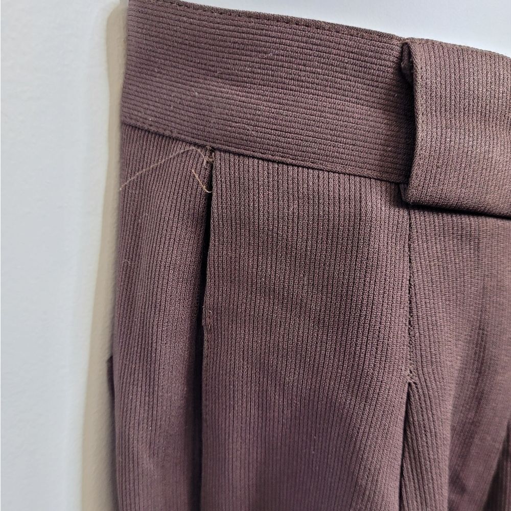 VINTAGE 80s brown high waisted dark academia‎ wide leg trouser pants M - Picture 5 of 12